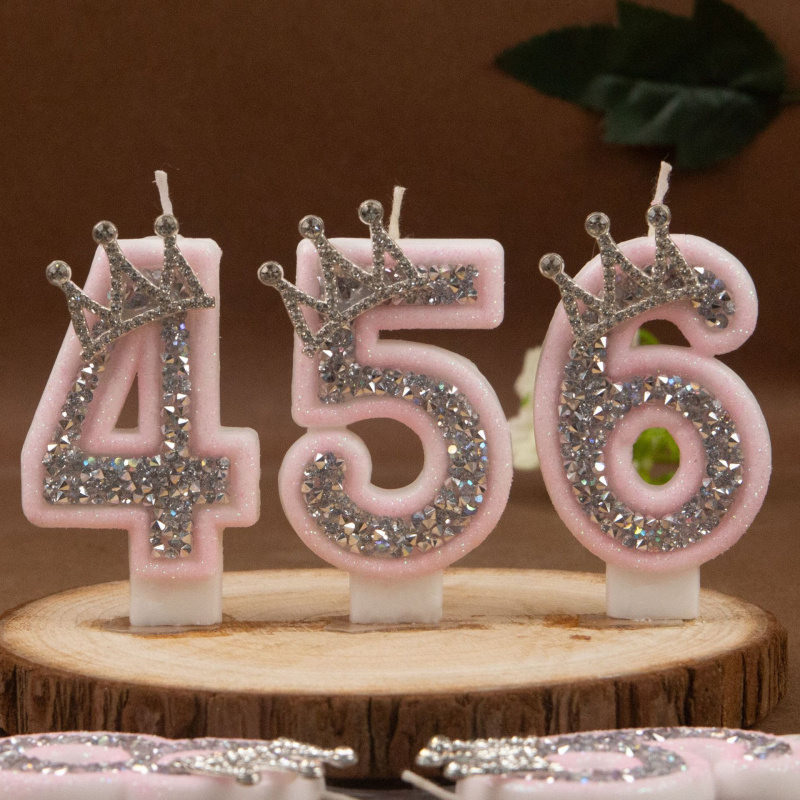 デジタルキャンドル 0-9 ピンクシルバーラインストーンクラ - Holiday Candle Set のレビューと価格