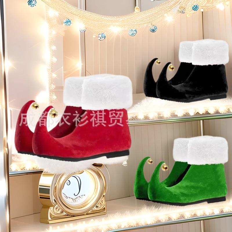 クリスマス大人用エルフサンタクロースシューズ赤いアンクルブー - Elf Costume Christmas のレビューと価格