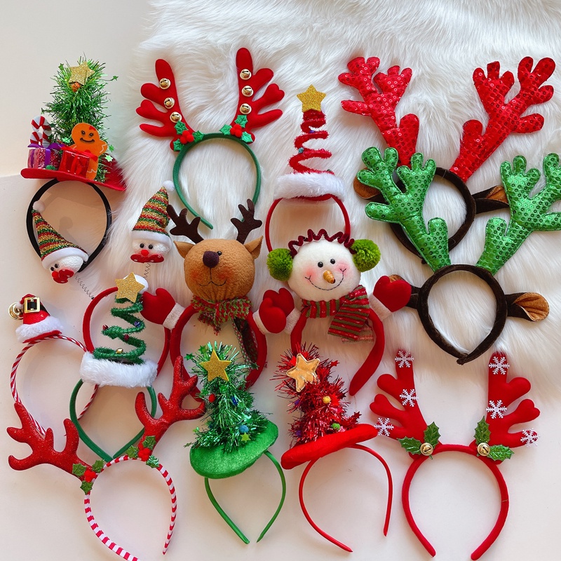 1-15 個クリスマスヘッドバンド雪だるまトナカイの角サンタ - Reindeer Antlers Headband のレビューと価格