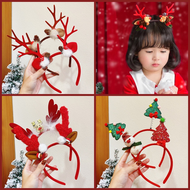 1-15 個クリスマスヘッドバンド雪だるまトナカイの角サンタ - Reindeer Antlers Headband のレビューと価格