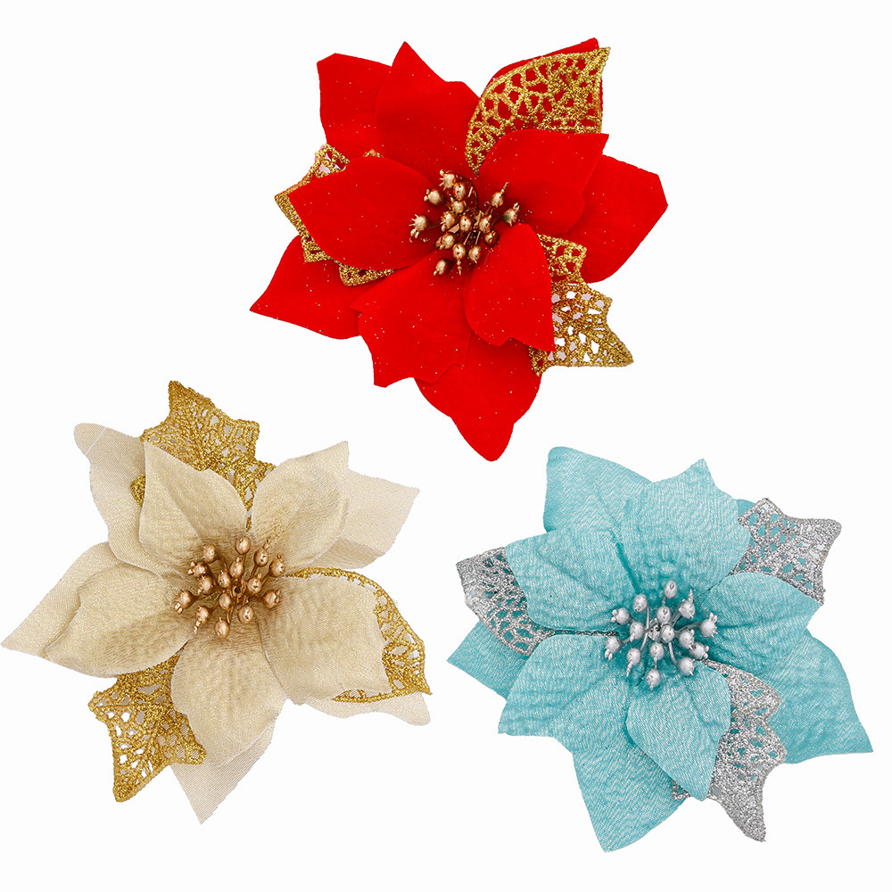 10 個グリッター造花フェイクフラワークリスマスクリスマスツ - Christmas Wreath Fake のレビューと価格