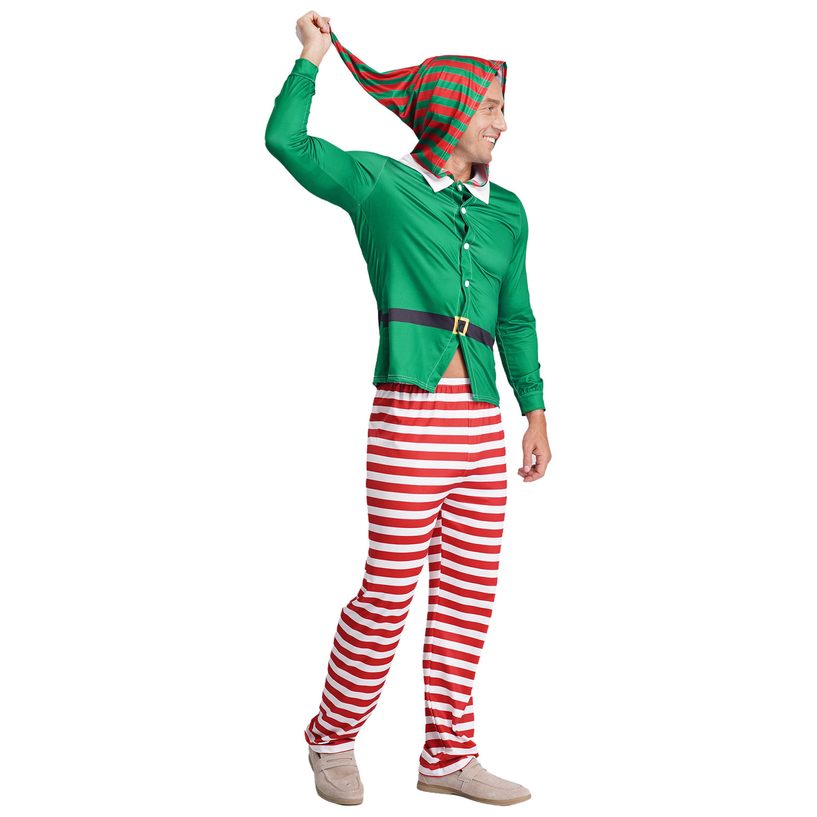 メンズ クリスマス エルフ パジャマ パーティー コスプレ  - Elf Costume Christmas のレビューと価格