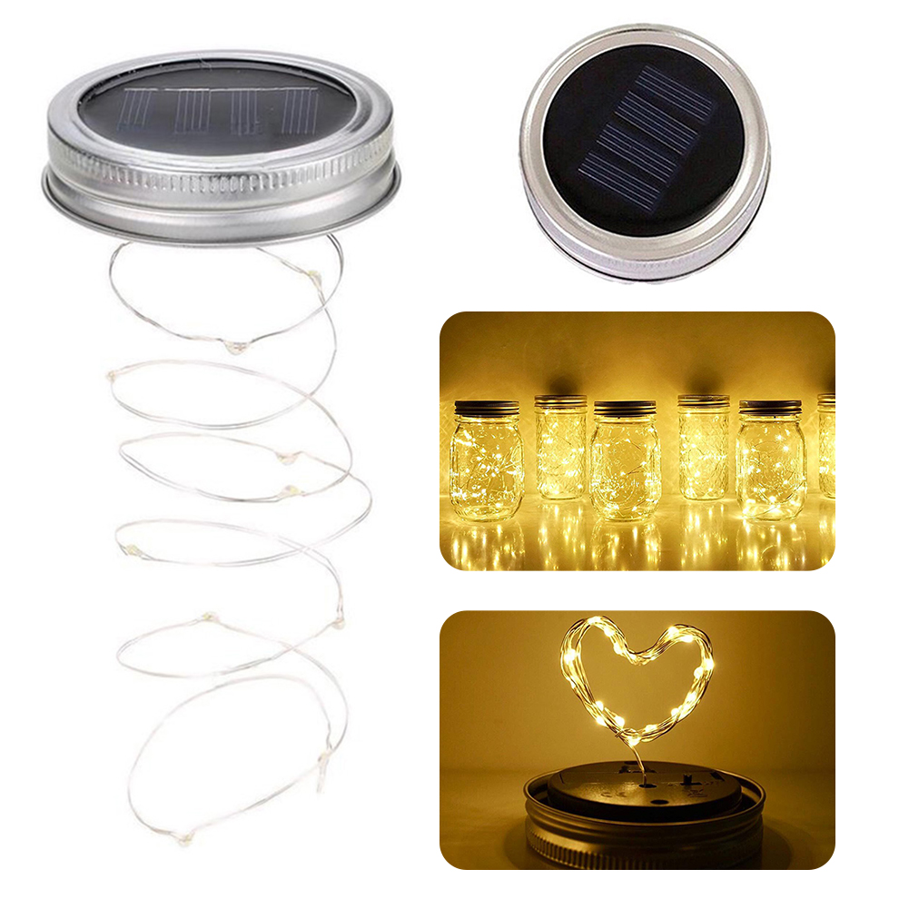 LEDソーラーフェアリーライト、メイソンジャー蓋用、庭、クリ - Christmas Lights Outdoor のレビューと価格