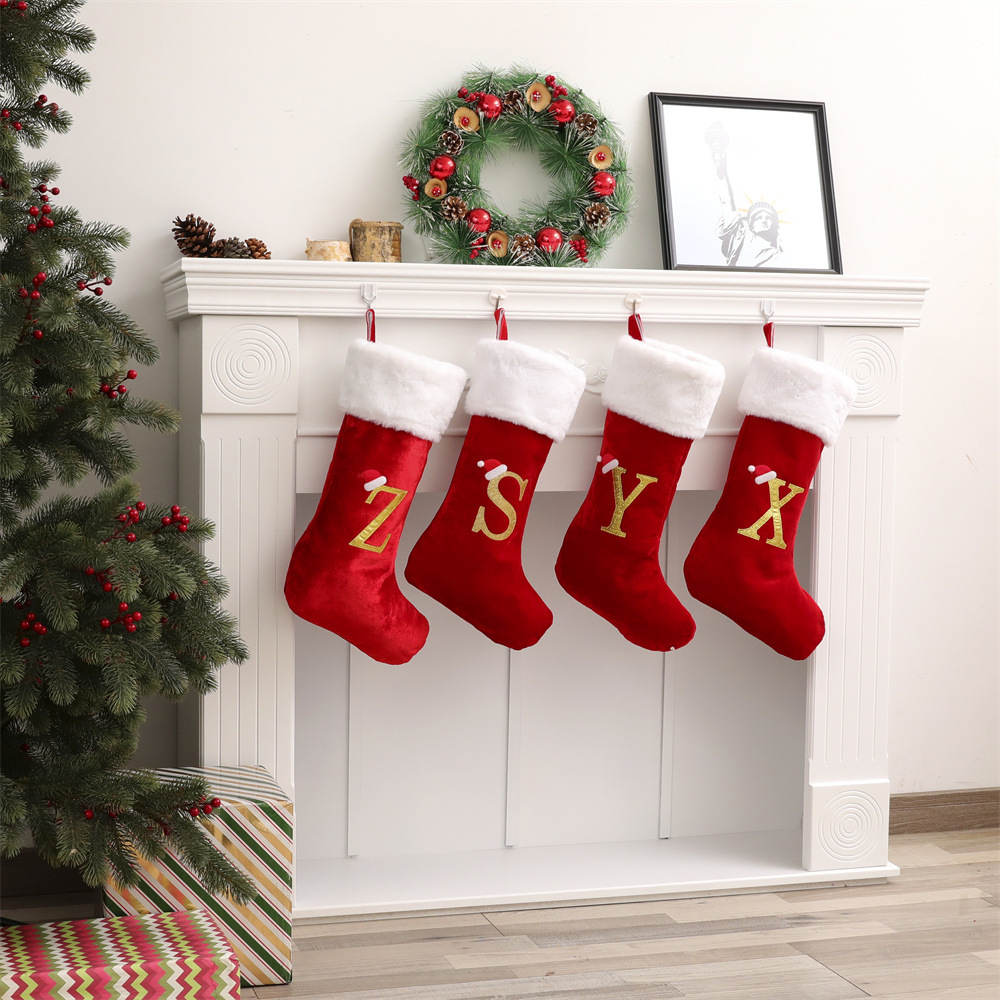 新しいクリエイティブなアルファベット柄クリスマスストッキング - Christmas Stocking Hanging のレビューと価格