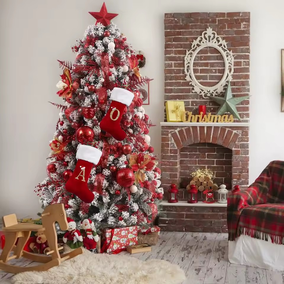 新しいクリエイティブなアルファベット柄クリスマスストッキング - Christmas Stocking Hanging のレビューと価格