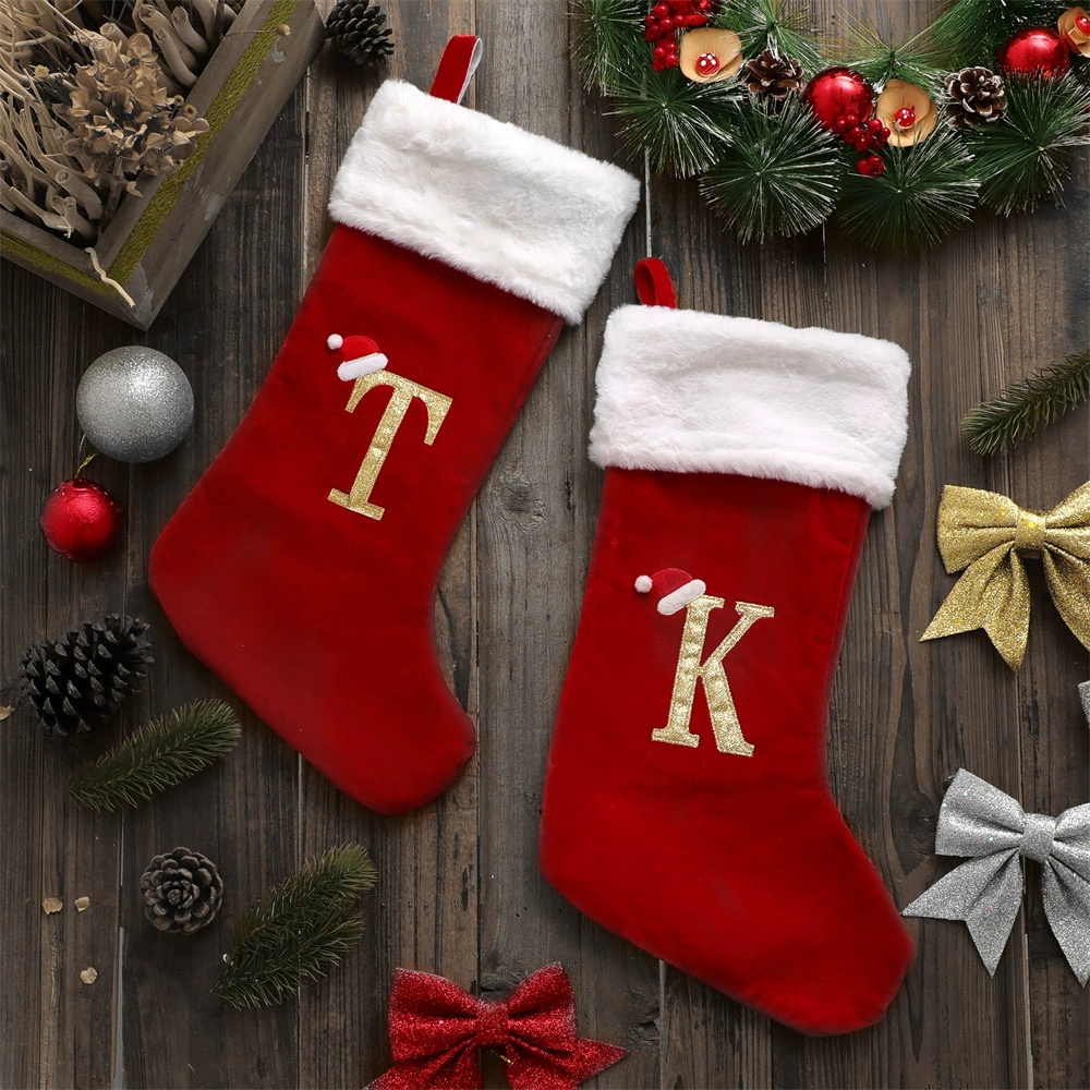 新しいクリエイティブなアルファベット柄クリスマスストッキング - Christmas Stocking Hanging のレビューと価格