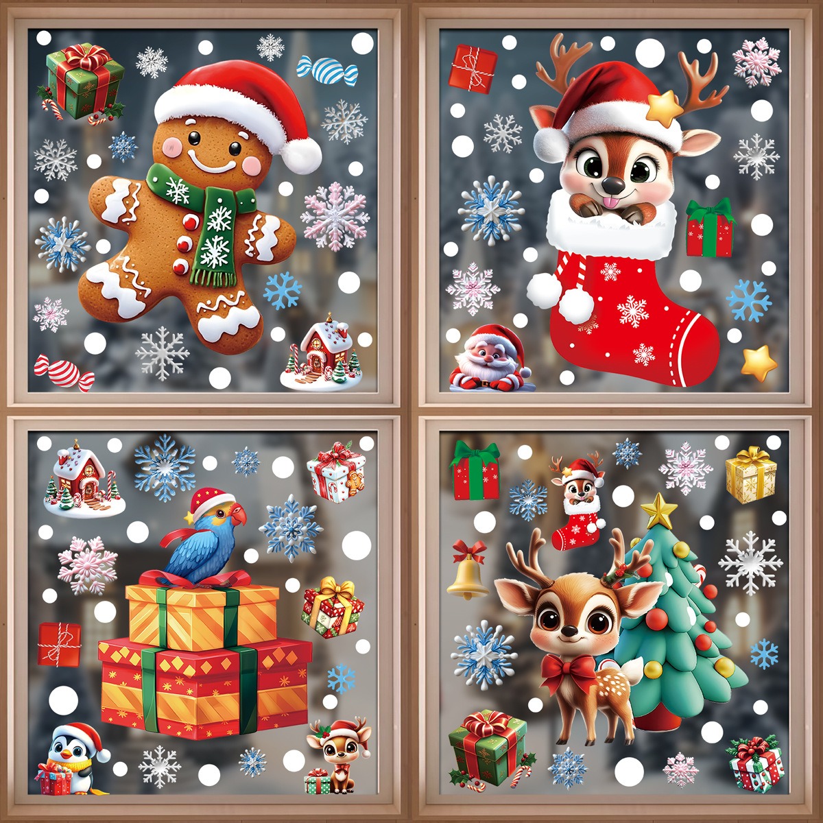 クリスマスウィンドウステッカー ジンジャーブレッドマン サン - Snowflake Window Decal のレビューと価格