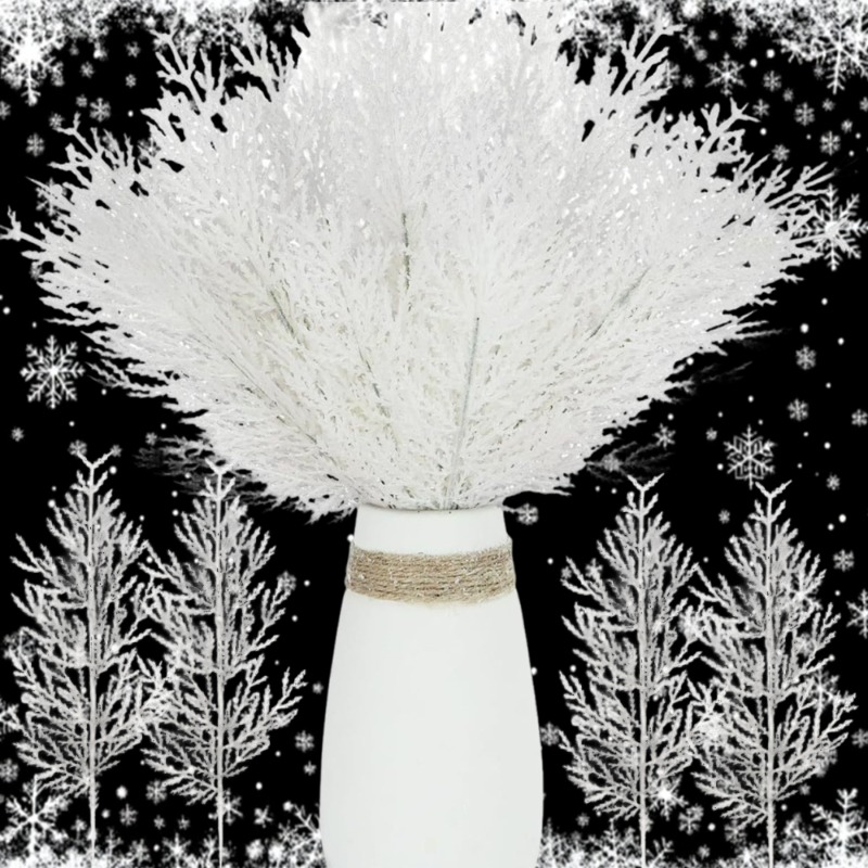 クリスマスホワイト人工松葉枝フェイク松葉枝植物パーティーリー - Christmas Wreath Fake のレビューと価格