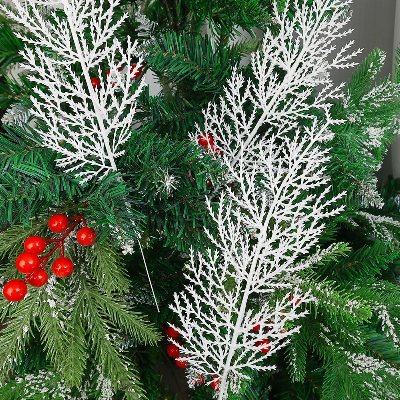 クリスマスホワイト人工松葉枝フェイク松葉枝植物パーティーリー - Christmas Wreath Fake のレビューと価格