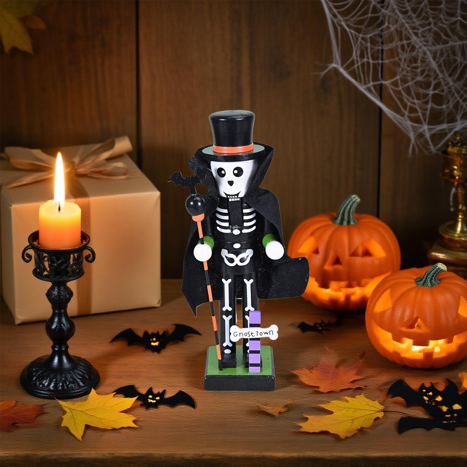 ハロウィン木製くるみ割り人形ホリデー装飾スケルトンカボチャく - Nutcracker Figurine のレビューと価格