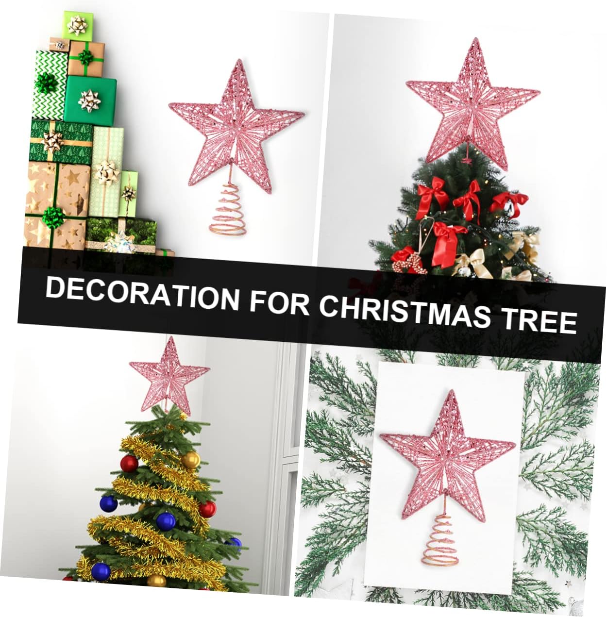 クリスマスツリーの装飾品,きらびやかな星,金,鉄,赤,銀,メ - Star Tree Topper のレビューと価格