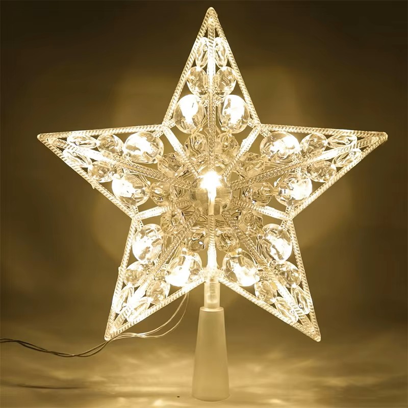 15 センチメートルクリスマス光るツリートッパー五芒星透明  - Star Tree Topper のレビューと価格