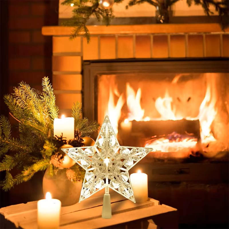 15 センチメートルクリスマス光るツリートッパー五芒星透明  - Star Tree Topper のレビューと価格