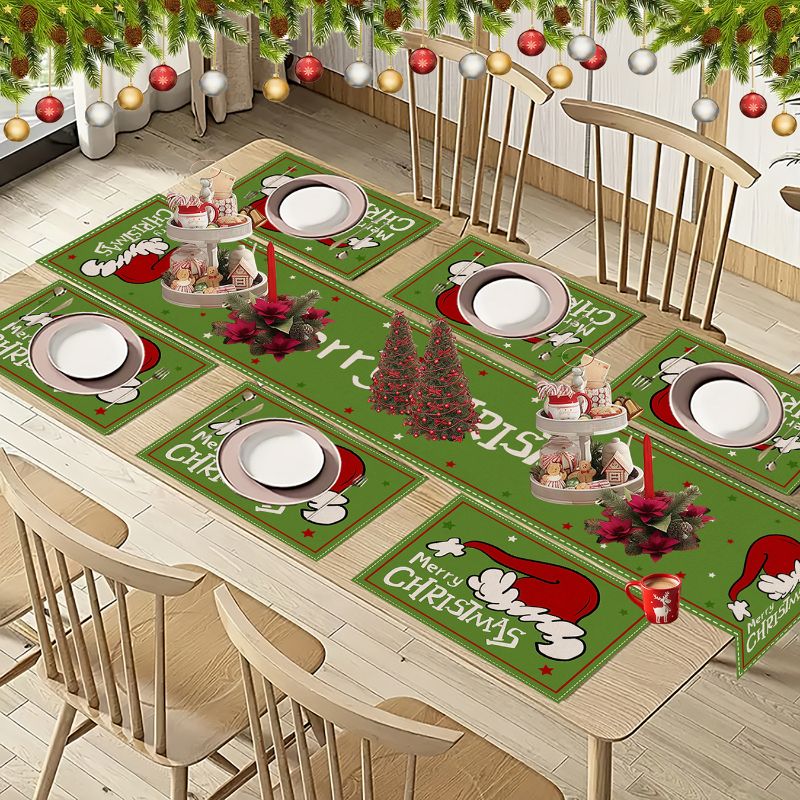 VIKAMA かわいい漫画クリスマステーブルランナープレース - Christmas Table Runner のレビューと価格