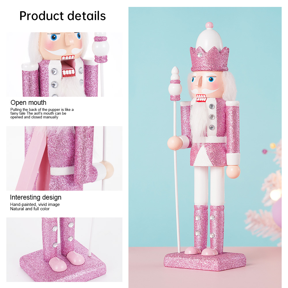 30 センチメートル木製くるみ割り人形兵士置物人形ピンクグリ - Nutcracker Figurine のレビューと価格