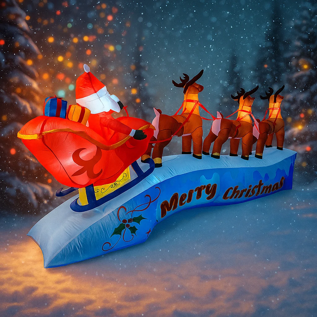 11.8フィート サンタクロース トナカイそり インフレータ - Christmas Lights Outdoor のレビューと価格