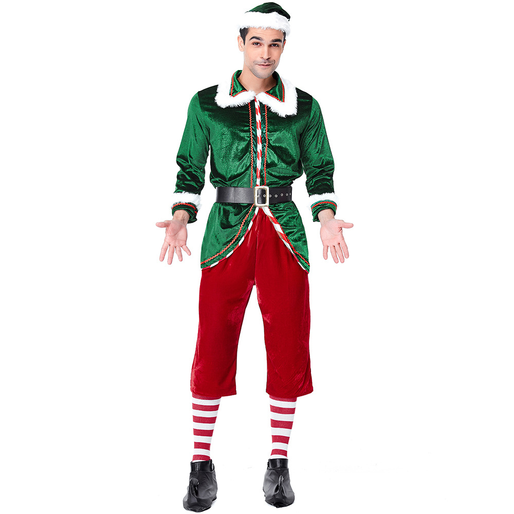 サンタクロースの衣装女性男性クリスマスエルフドレスユニセック - Elf Costume Christmas のレビューと価格
