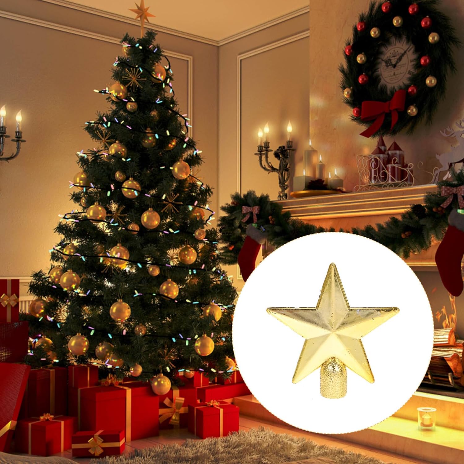 6cmミニクリスマスツリートッパースターデコレーションクリス - Star Tree Topper のレビューと価格