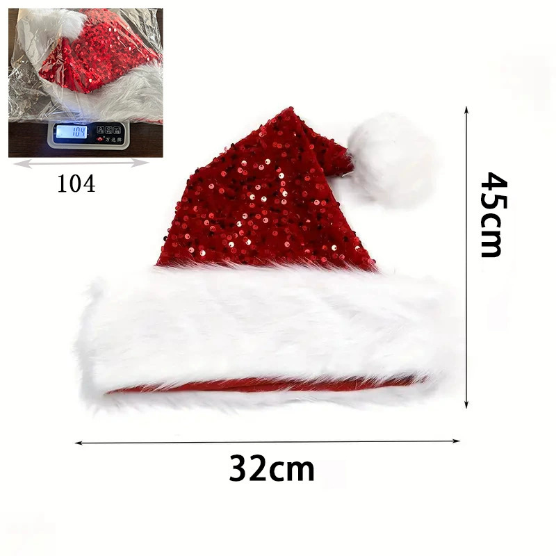 スパンコールクリスマスハット プラッシュソリッドカラー スパ - Santa Hat Plush のレビューと価格