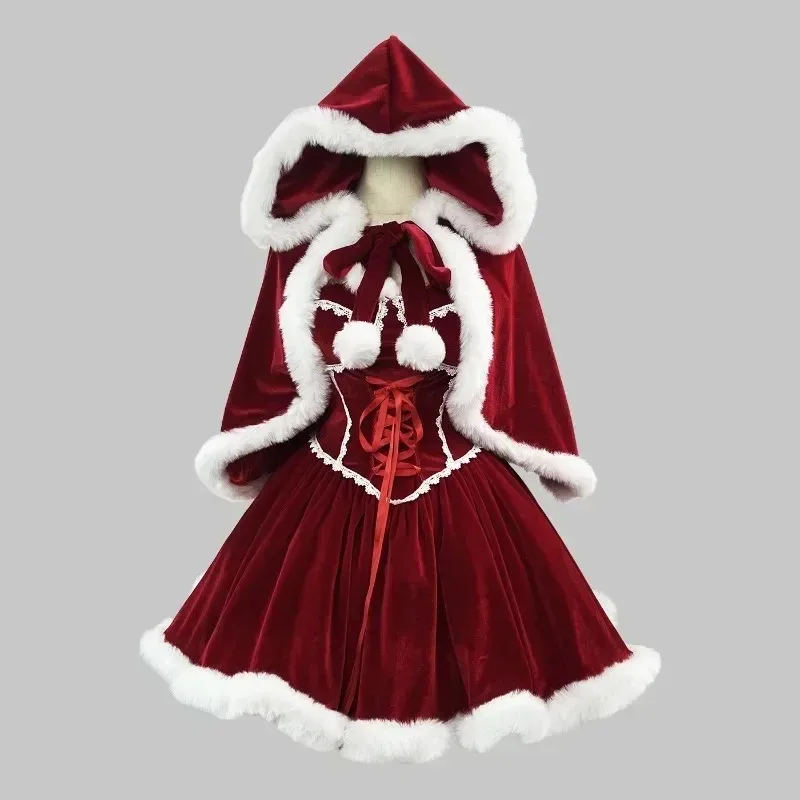 新年の赤いドレス、マント、コスプレ、プラスサイズの服、ケープ - Elf Costume Christmas のレビューと価格