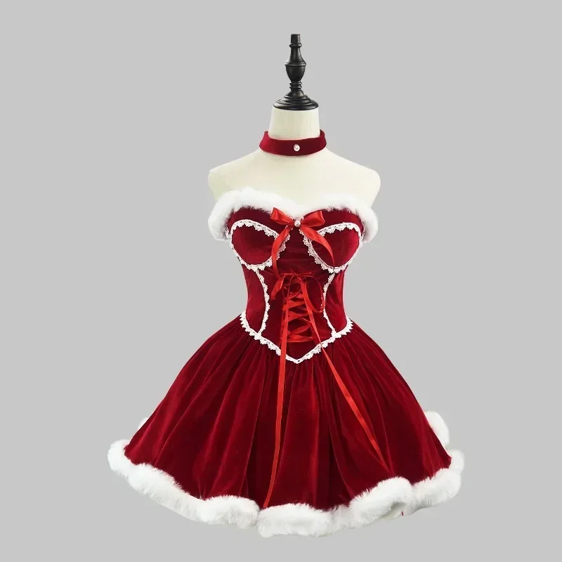 新年の赤いドレス、マント、コスプレ、プラスサイズの服、ケープ - Elf Costume Christmas のレビューと価格