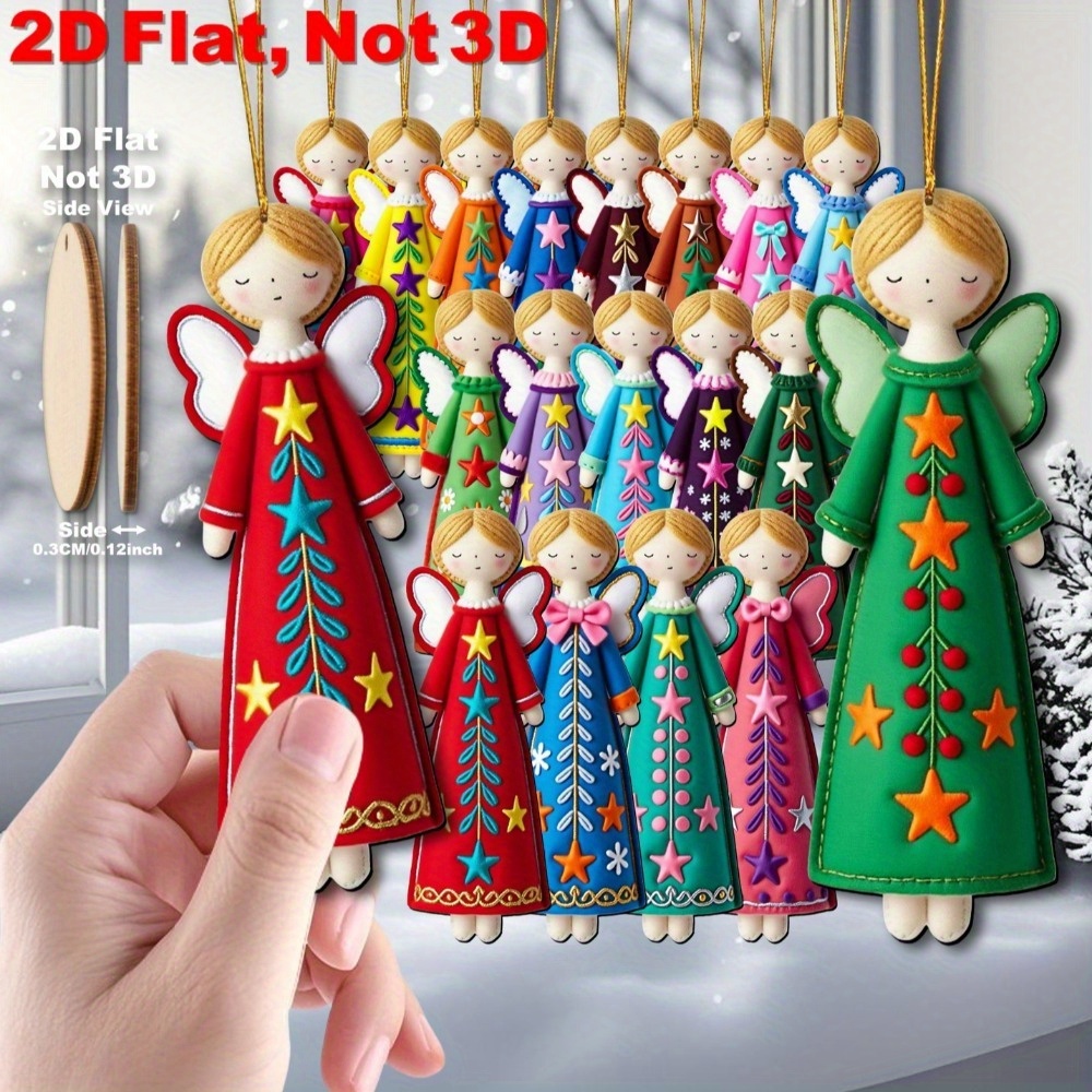16個のカラフルなエンジェルオーナメント - 4。 7インチ - Star Tree Topper のレビューと価格