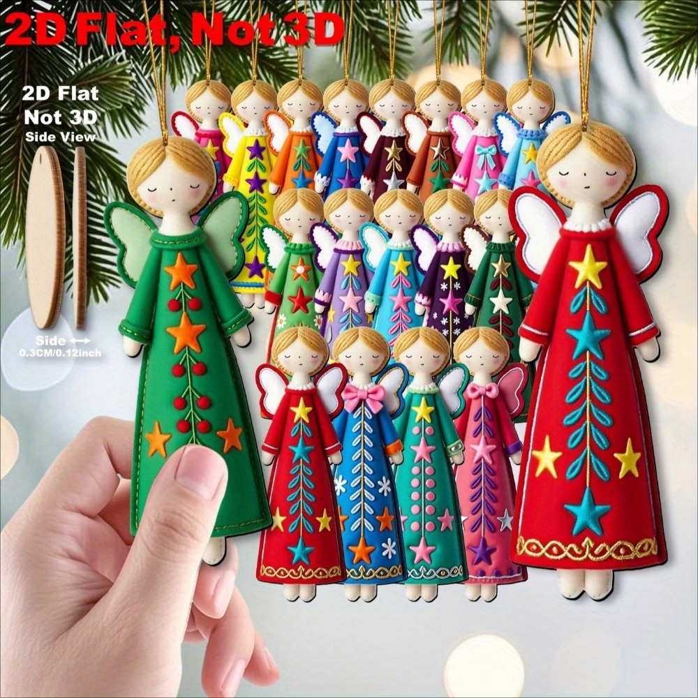 16個のカラフルなエンジェルオーナメント - 4。 7インチ - Star Tree Topper のレビューと価格