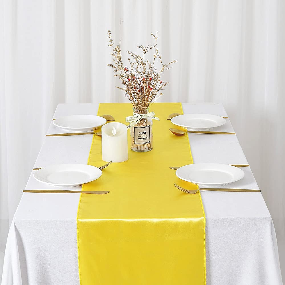 サテンの結婚式のテーブルランナー,12x108インチ,宴会用 - Christmas Table Runner のレビューと価格