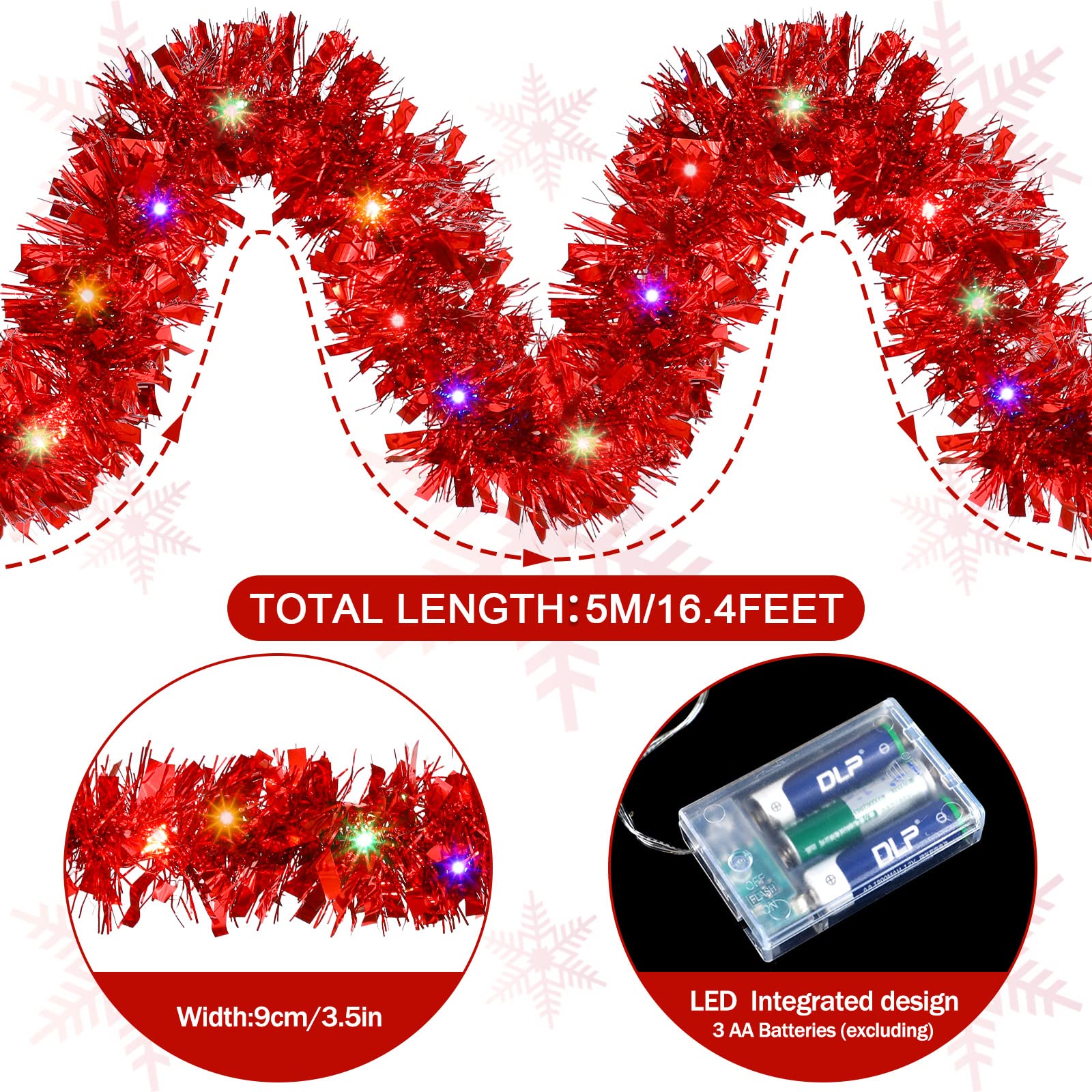 1/3 個 5 メートルクリスマス見掛け倒しガーランド装飾、 - Tinsel Garland Decoration のレビューと価格