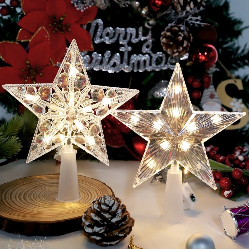 15cm クリスマスデコレーション 光るツリートッパー グリ - Star Tree Topper のレビューと価格