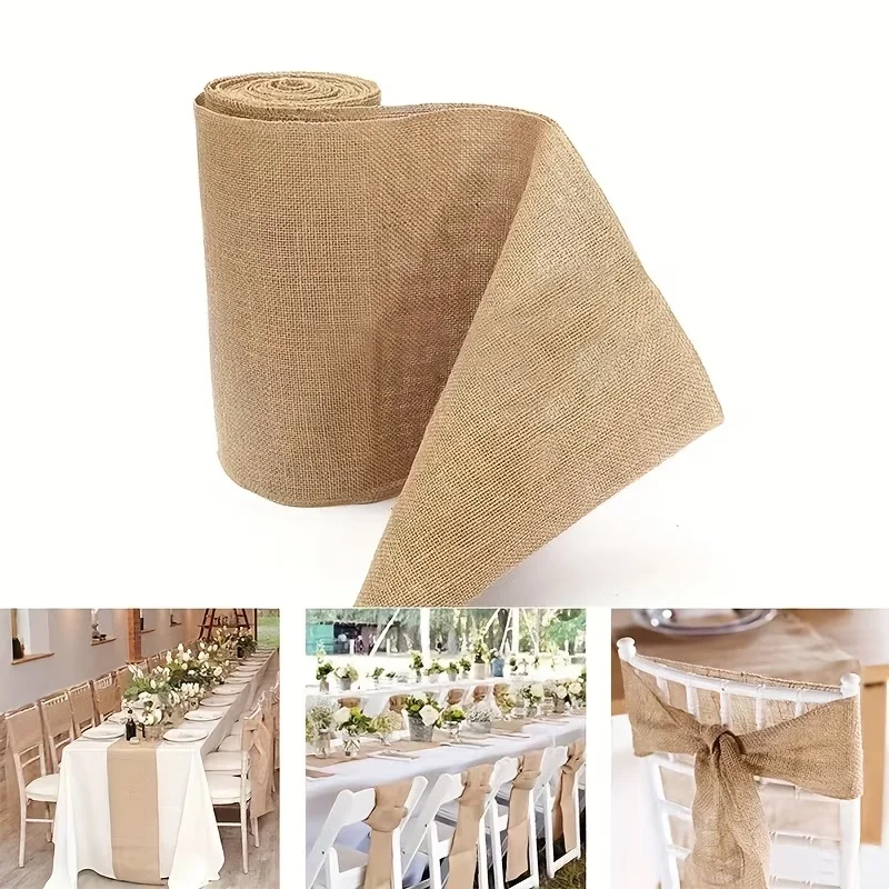 新しいデザインのベージュ黄麻布ロール 30cmx10m -  - Christmas Table Runner のレビューと価格