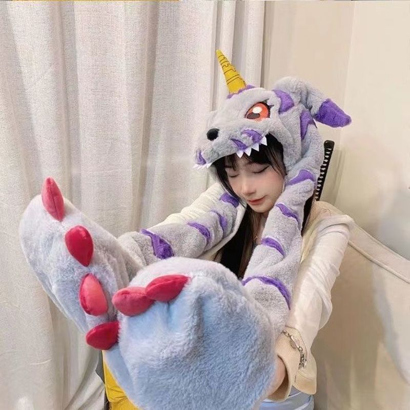 ガブモンアニメーションぬいぐるみ帽子スカーフと手袋、多機能暖 - Santa Hat Plush のレビューと価格