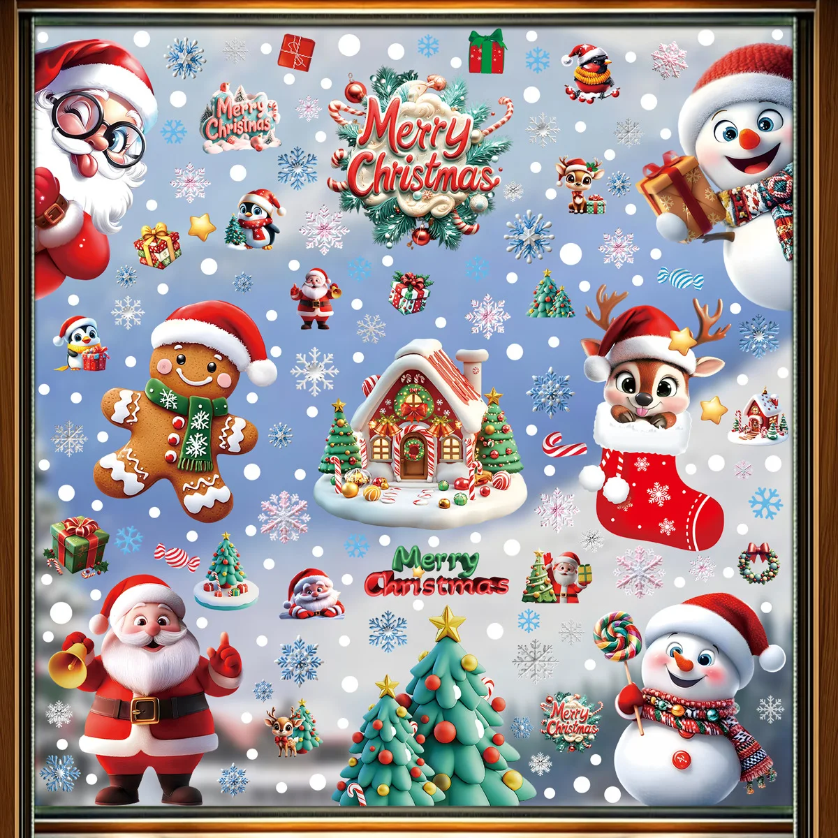 2025年クリスマス静止ウィンドウクリング - ジンジャーブ - Snowflake Window Decal のレビューと価格