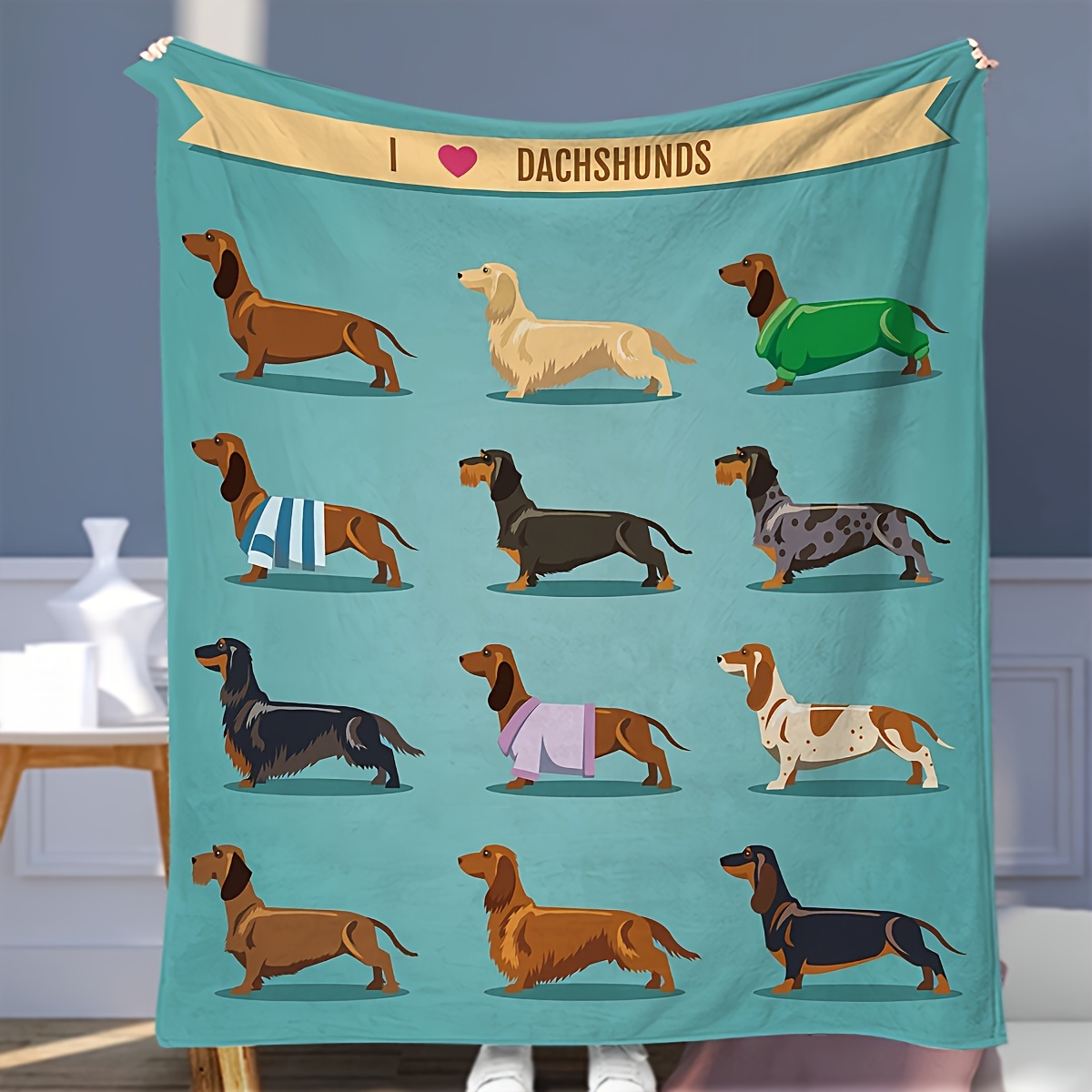 かわいいクリスマスダックスフント犬ブランケット暖かく居心地の - Christmas Throw Blanket のレビューと価格