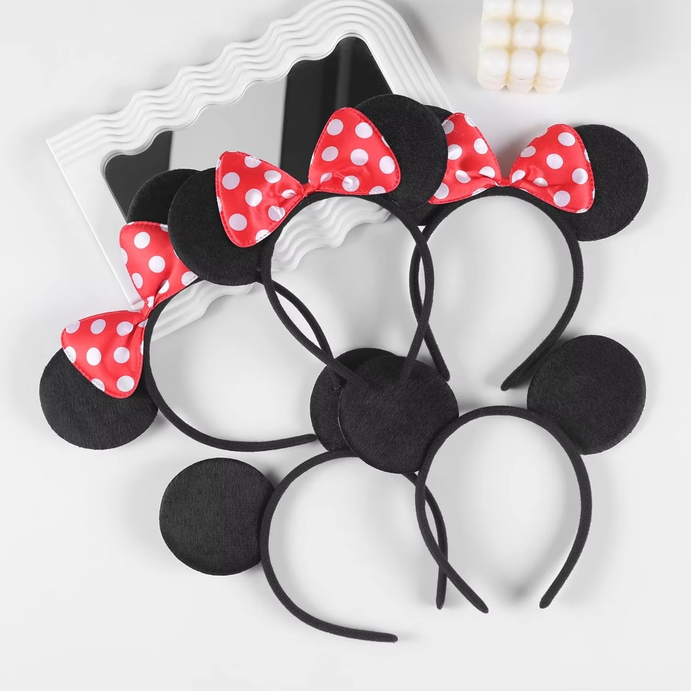 24 個愛らしいマウス耳リボンピンク黒赤ヘアバンドセットかわ - Ribbon Bow Gift のレビューと価格