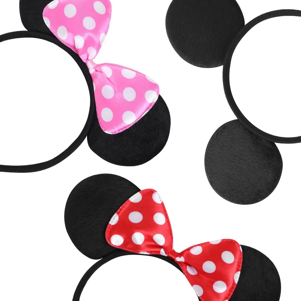 24 個愛らしいマウス耳リボンピンク黒赤ヘアバンドセットかわ - Ribbon Bow Gift のレビューと価格