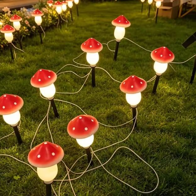 ソーラーマッシュルームストリングライト 防水屋外ステークライ - Christmas Lights Outdoor のレビューと価格