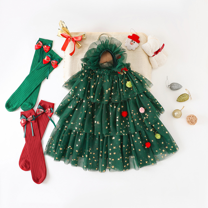 クリスマスコスチューム女の子サスペンダードレスグリーンクリス - Elf Costume Christmas のレビューと価格