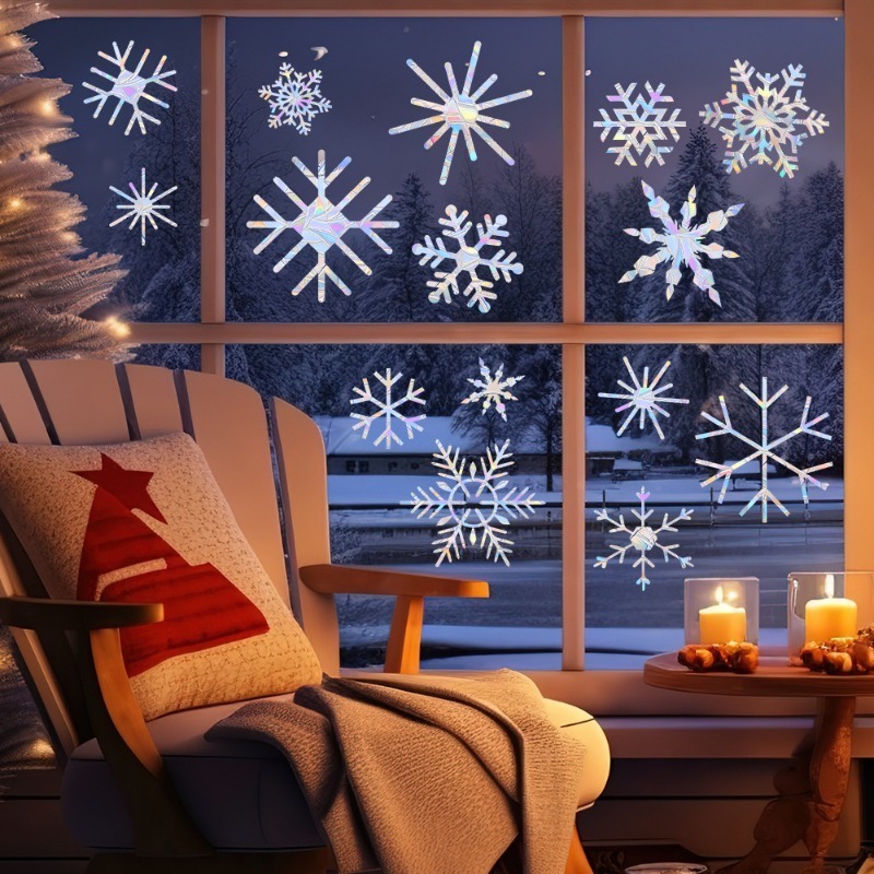 クリスマス雪の結晶模様レインボープリズムサンキャッチャーPV - Snowflake Window Decal のレビューと価格